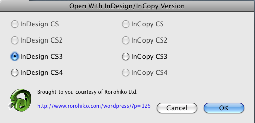 Making Mac OS X launch the correct version of InDesign or InCopy