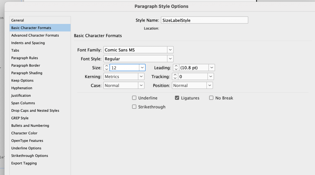 SizeLabels for InDesign - Rorohiko Workflow Resources